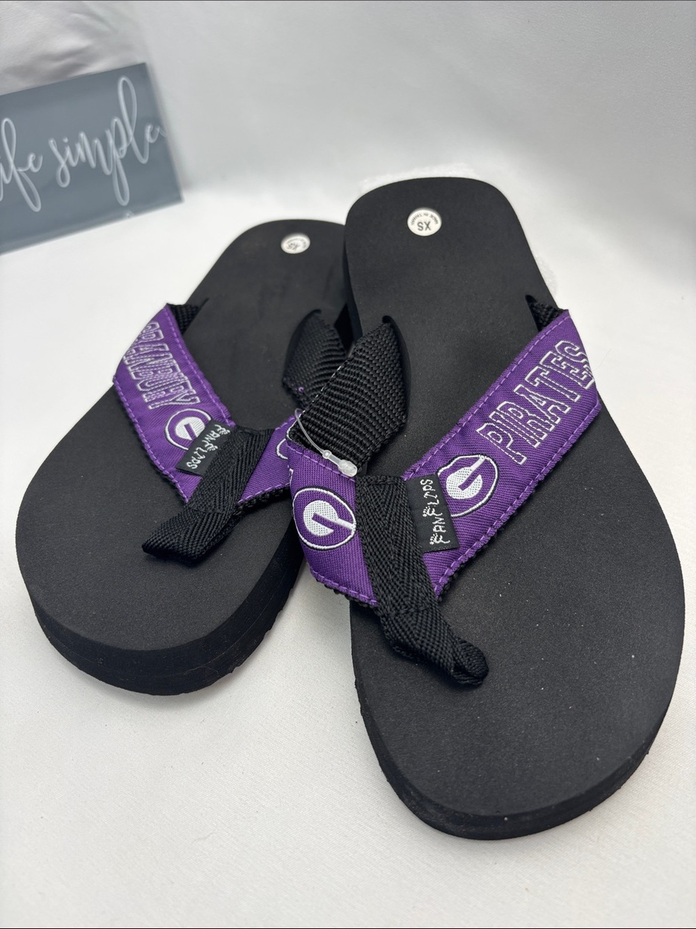Granbury Texas Pirates Unisex XS Purple Logo Flip Flops Game Day #390